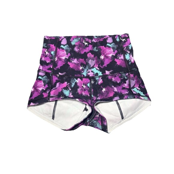 Lululemon Wunder Short 2" Mini Midnight Bloom Black Deep Fuschia Shorts 4 - Picture 1 of 8
